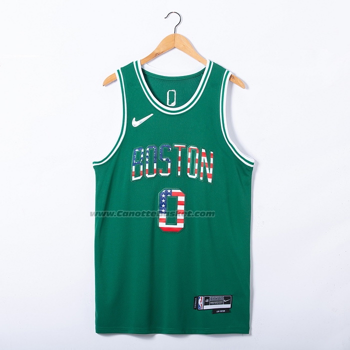 Maglia Boston Celtics Jayson Tatum NO 0 75th Bandera Edition Verde